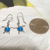 Magnifique boucle d'oreille en forme de tortue de mer en opale bleue hawaïenne, boucle d'oreille pendante en argent sterling avec tortue en opale bleue, cadeau d'anniversaire pour femme, maman et mère, E9381