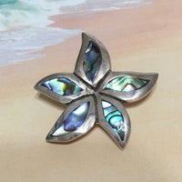 Unique Stunning Hawaiian Genuine Paua Shell Abalone Starfish Necklace, Sterling Silver Starfish Pendant, N6045 Birthday Mom Gift