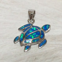 Collier unique en forme de tortue de mer en opale bleue hawaïenne, pendentif en argent sterling en forme de tortue en opale bleue, cadeau d'anniversaire pour maman N2115, bijoux des îles