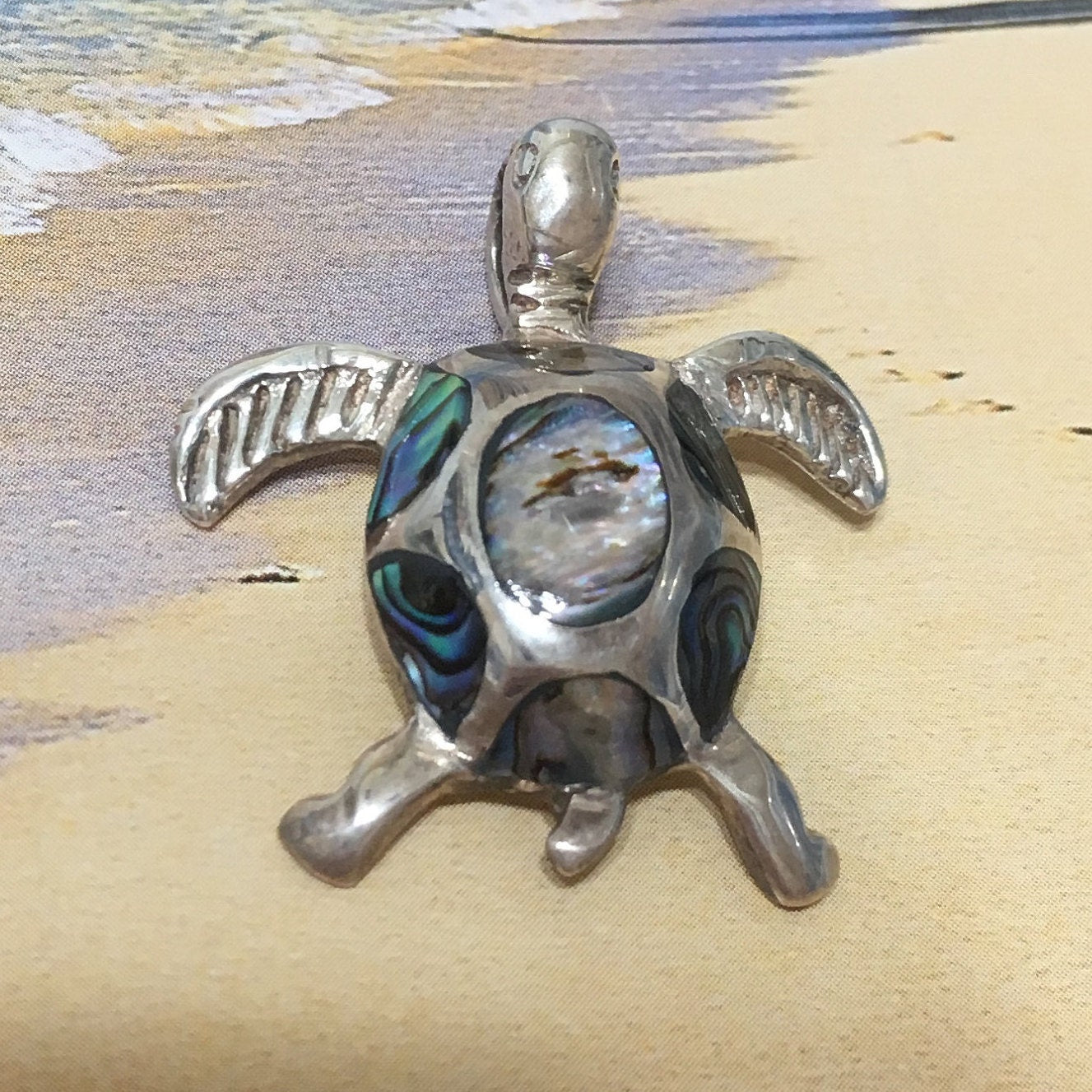 Collier unique hawaïen en véritable coquille de paua et tortue de mer, pendentif en argent sterling et nacre d'ormeau, cadeau d'anniversaire N6069