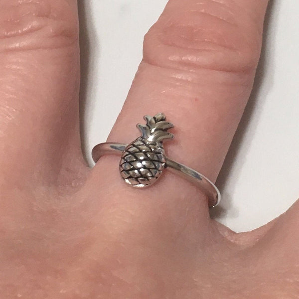 Unique Hawaiian Pineapple Ring, Sterling Silver Pineapple Ring, Island Jewelry, R2362 Mother Birthday Mom Wife Gift, Stackable Ring