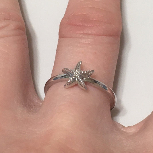 Unique Pretty Hawaiian Starfish Ring, Sterling Silver Star Fish Ring, Hawaiian Jewelry, R2365 Mother Birthday Mom Gift, Stackable Ring