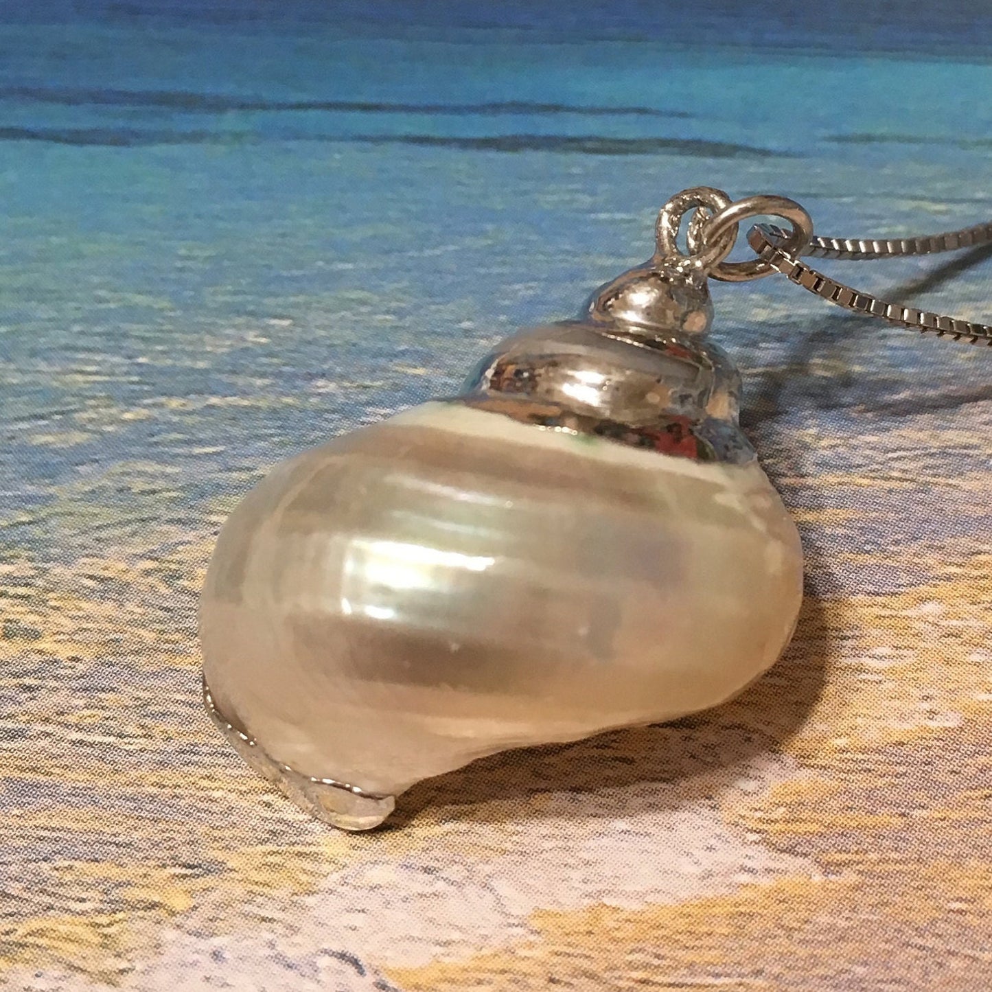 Collier unique en coquillage véritable de grande taille hawaïen, pendentif en coquillage naturel en argent sterling, cadeau d'anniversaire pour maman N2996, déclaration PC