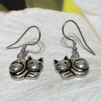 Unique Hawaiian Cat Earring, Sterling Silver Cat Dangle Earring, E8134 Birthday Wife Mom Girl Mother Gift, Animal Jewelry