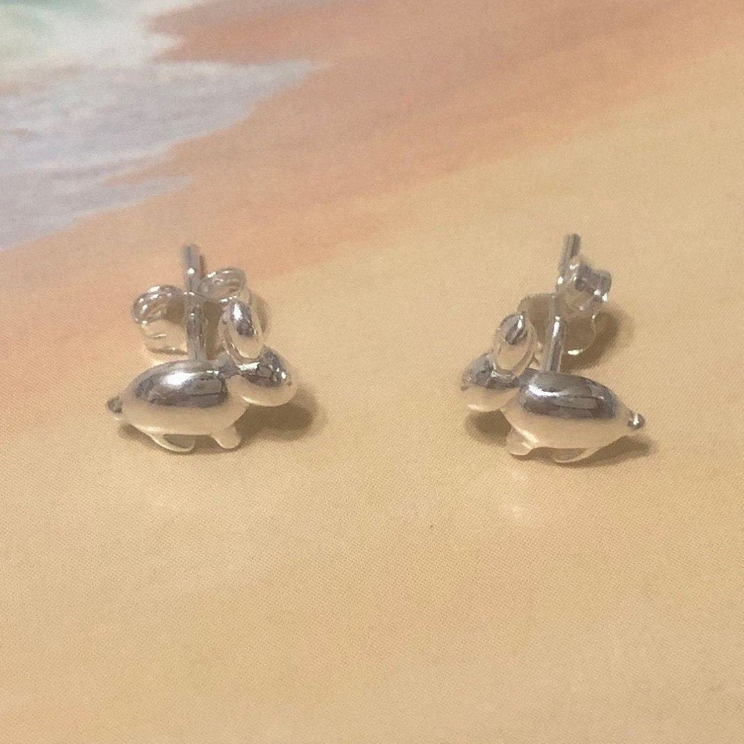 Unique Cute Hawaiian Small Rabbit Earring, Sterling Silver Rabbit Stud Earring, E8109 Birthday Mom Wife Girl Mother Gift, Animal Jewelry