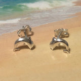 Cute Hawaiian Small Dolphin Earring, Sterling Silver Dolphin Stud Earring, E8104 Birthday Wife Mom Girl Mother Gift, Island Jewelry