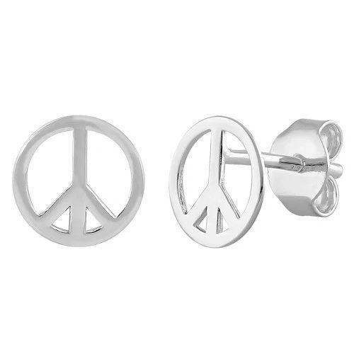 Unique Pretty Hawaiian Peace Sign Earring, Sterling Silver Peace Sign Stud Earring, E8132 Birthday Mom Wife Mother Gift, Island Jewelry