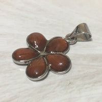 Unique Hawaiian Genuine Koa Wood Plumeria Necklace, Sterling Silver Plumeria Flower Pendant, N8167 Birthday Mother Mom Gift