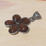 Unique Hawaiian Genuine Koa Wood Plumeria Necklace, Sterling Silver Plumeria Flower Pendant, N8167 Birthday Mother Mom Gift