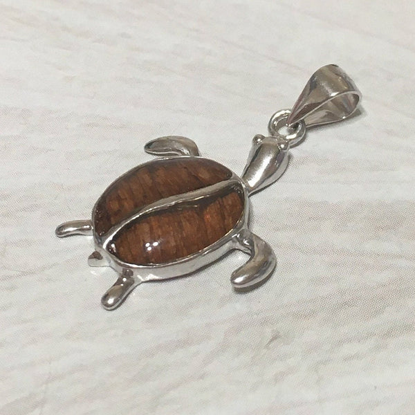 Magnifique collier hawaïen en véritable bois de koa avec tortue de mer, pendentif en argent sterling en bois de koa, cadeau d'anniversaire pour maman N8170