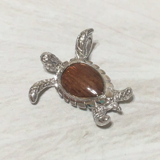 Collier unique en bois de koa véritable hawaïen avec tortue de mer, pendentif en argent sterling en bois de koa, cadeau d'anniversaire pour maman, épouse, mère, N8173