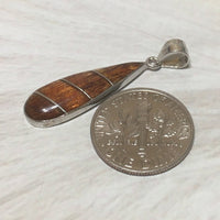 Unique Hawaiian Genuine Koa Wood Rain Drop Necklace, Sterling Silver Koa Wood Pendant, N8183 Birthday Mom Mother Gift, Island Jewelry