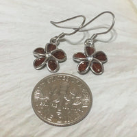 Unique Hawaiian Genuine Koa Wood Plumeria Earring, Sterling Silver Koa Wood Plumeria CZ Dangle Earring, E8188 Birthday Mom Mother Gift