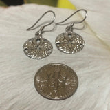 Unique Beautiful Hawaiian Sand Dollar Earring, Sterling Silver Sand Dollar Dangle Earring, E9385 Mother Birthday Mom Gift, Island Jewelry