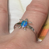 Unique Pretty Hawaiian Blue Opal Sea Turtle Ring, Sterling Silver Blue Opal Turtle Ring, R1043 Birthday Mom Mother Gift, Island Jewelry