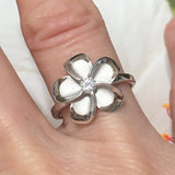 Beautiful Hawaiian Plumeria Ring, Sterling Silver Plumeria CZ Ring, R1059 Birthday Anniversary Mom Wife Girlfriend Mother Gift