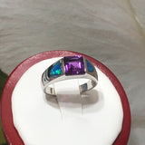 Beautiful Hawaiian Blue Opal Amethyst Ring, Sterling Silver Blue Opal Amethyst Ring, R1014 Birthday Mom Mother Gift