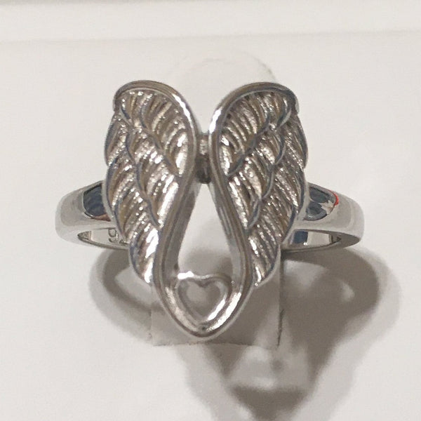 Unique Hawaiian Angel Wings Ring, Sterling Silver Angel Wing Heart Ring, R2374 Birthday Mother Anniversary Wife Mom Gift