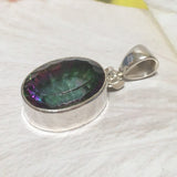 Gorgeous Hawaiian Large Genuine Rainbow Mystic Topaz Necklace, Sterling Silver Rainbow Topaz Pendant, N8242 Mother Birthday Mom Gift