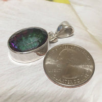 Gorgeous Hawaiian Large Genuine Rainbow Mystic Topaz Necklace, Sterling Silver Rainbow Topaz Pendant, N8242 Mother Birthday Mom Gift