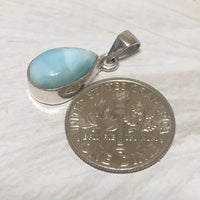 Beautiful Hawaiian Genuine Larimar Rain Drop Necklace, Sterling Silver Pear-Shape Natural Larimar Pendant, N8244 Mother Birthday Mom Gift