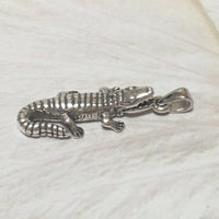 Unique Texan 3D Alligator Earring and Necklace, Sterling Silver Alligator Charm Pendant, N8279S2 Birthday Mother Mom Gift