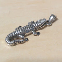 Unique Texan 3D Alligator Earring and Necklace, Sterling Silver Alligator Charm Pendant, N8279S2 Birthday Mother Mom Gift