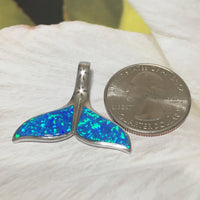 Magnifique boucle d'oreille et collier en forme de queue de baleine hawaïenne de grande taille, pendentif en argent sterling avec opale bleue, cadeau d'anniversaire pour mère N6018SH