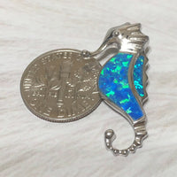 Beautiful Hawaiian Blue Opal Seahorse Necklace, Sterling Silver Blue Opal Seahorse Pendant N6162 Birthday Mother Mom Gift, Island Jewelry