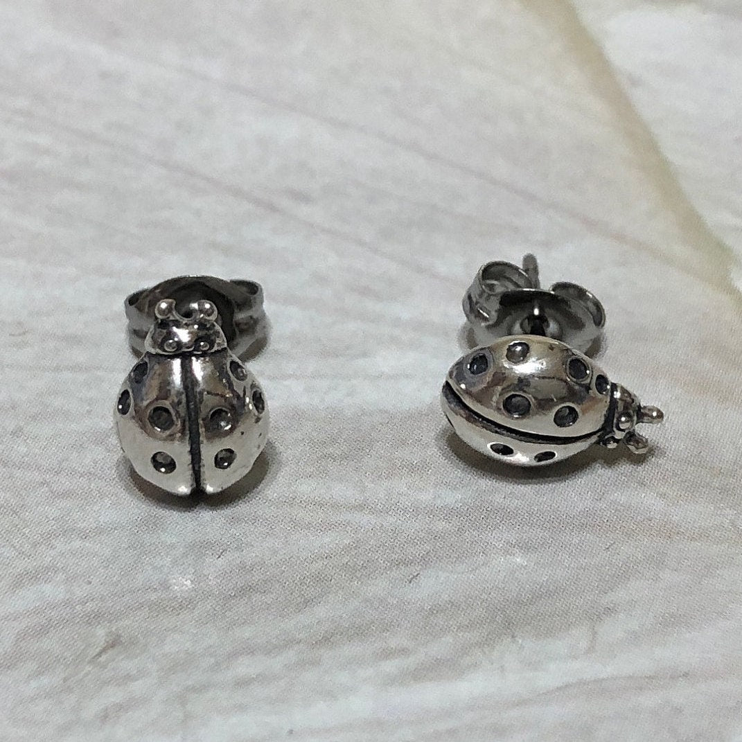 Unique Hawaiian Ladybug Earring, Sterling Silver Lady Bug Stud Earring, E8152 Birthday Mom Wife Girl Mother Gift