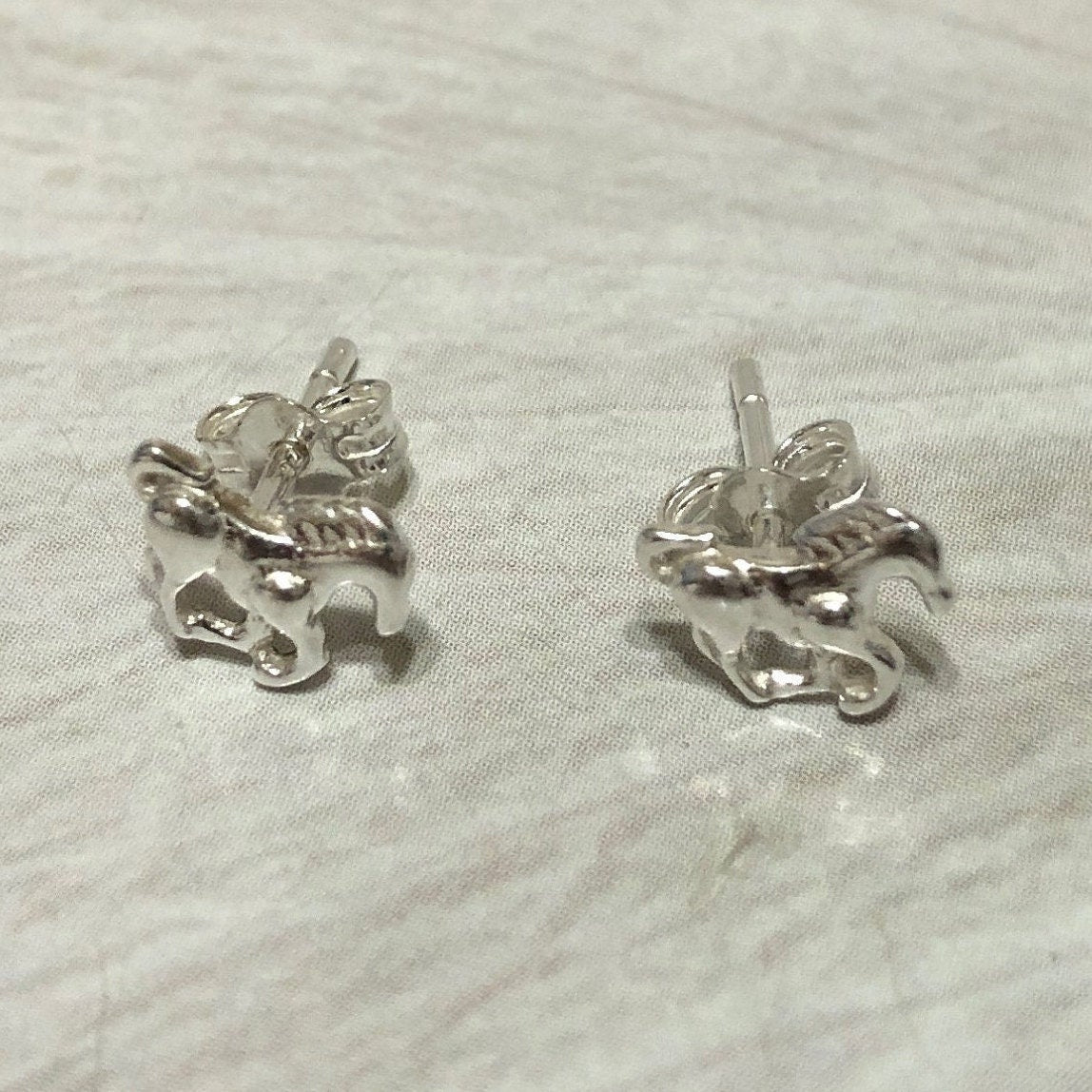 Unique Hawaiian Little Horse Earring, Sterling Silver Horse Stud Earring, E8116 Birthday Mom Girl Mother Gift, Animal Jewelry