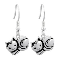 Unique Hawaiian Cat Earring, Sterling Silver Cat Dangle Earring, E8134 Birthday Wife Mom Girl Mother Gift, Animal Jewelry