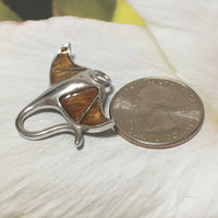 Gorgeous Hawaiian Large Genuine Koa Wood Manta Ray Necklace, Sterling Silver Koa Wood Manta Ray Pendant, N8180 Birthday Mom Mother Gift