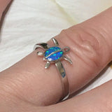 Unique Pretty Hawaiian Blue Opal Sea Turtle Ring, Sterling Silver Blue Opal Turtle Ring, R1043 Birthday Mom Mother Gift, Island Jewelry