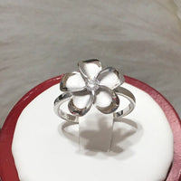 Beautiful Hawaiian Plumeria Ring, Sterling Silver Plumeria CZ Ring, R1059 Birthday Anniversary Mom Wife Girlfriend Mother Gift