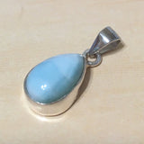 Beautiful Hawaiian Genuine Larimar Rain Drop Necklace, Sterling Silver Pear-Shape Natural Larimar Pendant, N8244 Mother Birthday Mom Gift