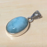 Magnifique collier hawaïen en véritable larimar, pendentif en argent sterling en larimar naturel à taille ovale, cadeau d'anniversaire pour maman N8245