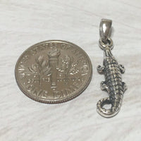 Unique Texan 3D Alligator Necklace, Sterling Silver Alligator Charm Pendant, High Polish & Oxidized Finish N8278 Birthday Mother Mom Gift