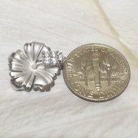 Pretty Hawaiian Hibiscus Necklace and Earring, Official Hawaii State Flower, Sterling Silver Hibiscus CZ Pendant, N6133S Birthday Mom Gift