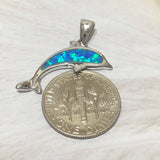 Beautiful Hawaiian Dolphin Necklace, Sterling Silver Blue Opal Dolphin Pendant, N6149 Birthday Mother Wife Mom Girl Gift, Island Jewelry