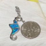 Beautiful Unique Hawaiian Blue Opal Seahorse Necklace, Sterling Silver Blue Opal Sea Horse Pendant, N6167 Birthday Mother Mom Gift