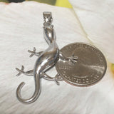 Stunning Hawaiian X-Large Gecko Necklace, Sterling Silver Gecko Pendant, N6119 Birthday Mother Wife Mom Gift, Statement PC