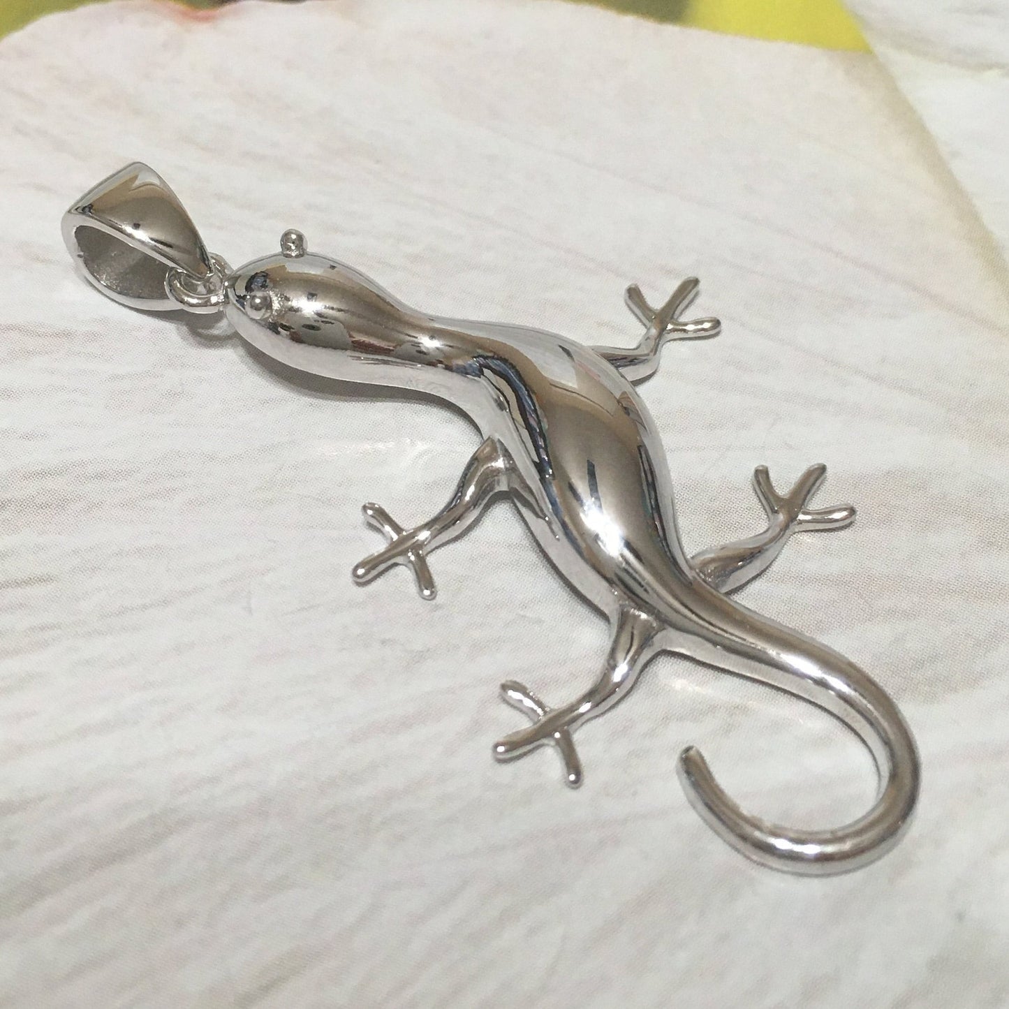 Unique Gorgeous Hawaiian X-Large Gecko Earring and Necklace, Sterling Silver Gecko Pendant, N6120S Birthday Mother Wife Mom Gift