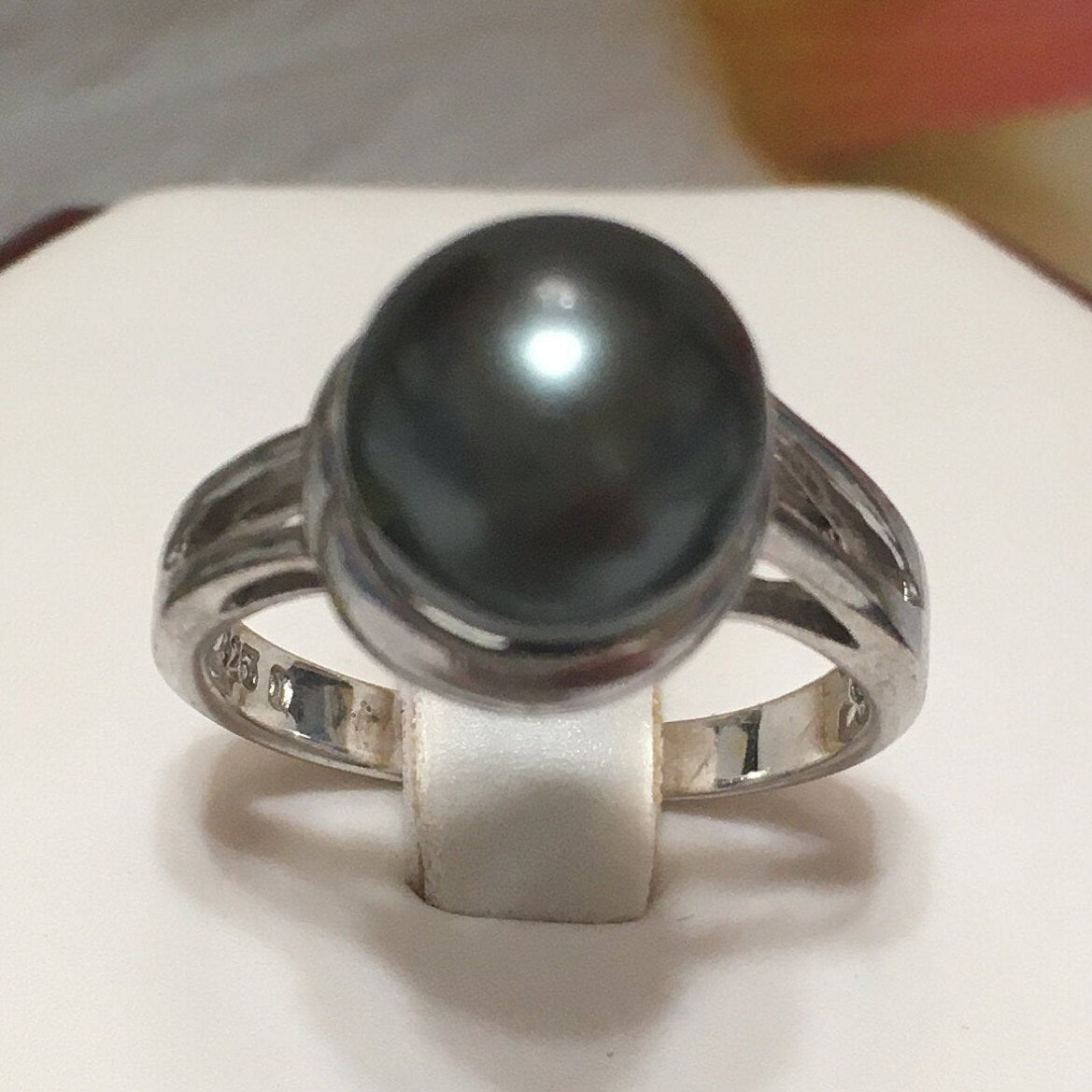 Beautiful Hawaiian Black Shell Pearl Ring, Sterling Silver Shell Pearl Ring, R2412 Birthday Mom Mother Gift, Statement PC