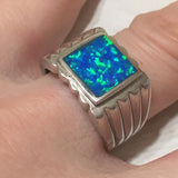 Beautiful Hawaiian Large Blue Opal Ring, Sterling Silver Blue Opal Inlay Ring, R2435 Birthday Mother Gift, Statement PC