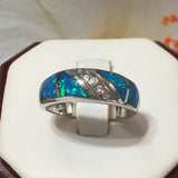 Belle bague en opale bleue hawaïenne, bague en argent sterling avec opale bleue CZ, R2552, cadeau d'anniversaire pour maman, épouse, mère, déclaration PC