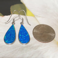 Superbe boucle d'oreille en forme de goutte d'eau en opale bleue hawaïenne de grande taille, boucle d'oreille pendante en argent sterling avec incrustation d'opale bleue, E4178 Statement PC, cadeau d'anniversaire pour maman