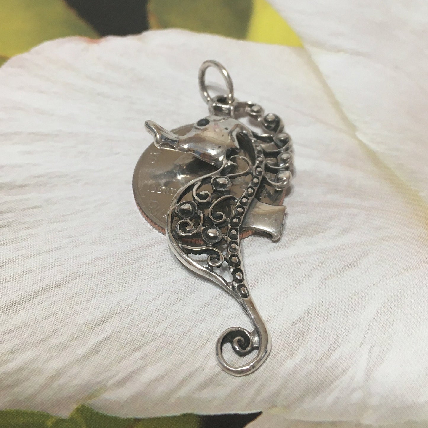 Collier unique en forme d'hippocampe hawaïen de grande taille, pendentif en argent sterling avec hippocampe, cadeau d'anniversaire pour mère, épouse, maman, bijoux uniques des îles, N8355