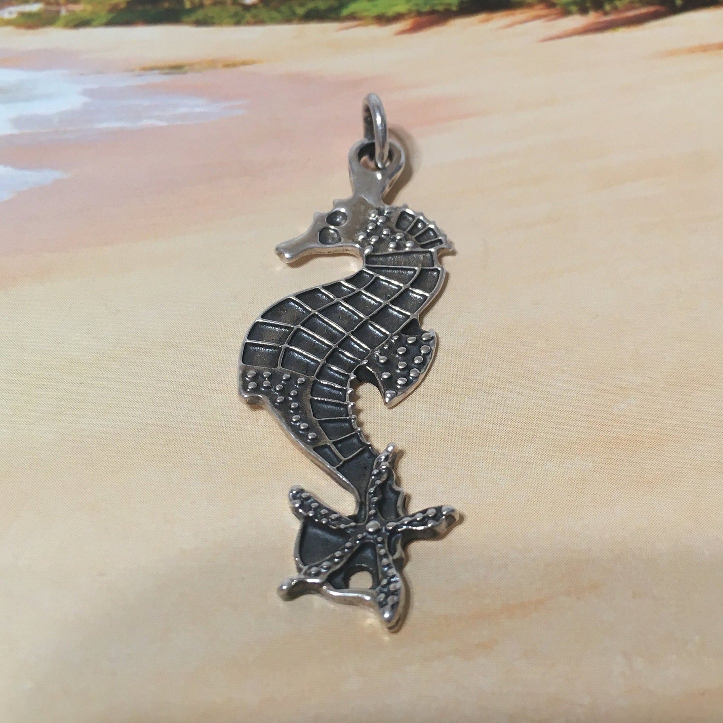 Collier unique en forme d'étoile de mer et d'hippocampe hawaïen, pendentif en argent sterling, N8351, cadeau d'anniversaire pour mère, épouse, maman