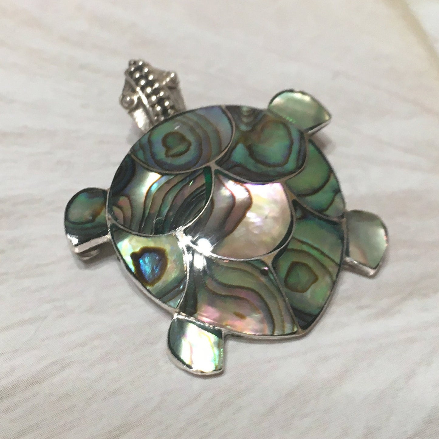 Collier unique hawaïen en véritable coquille de paua, pendentif tortue en argent sterling avec nacre d'ormeau, cadeau d'anniversaire pour maman N8348